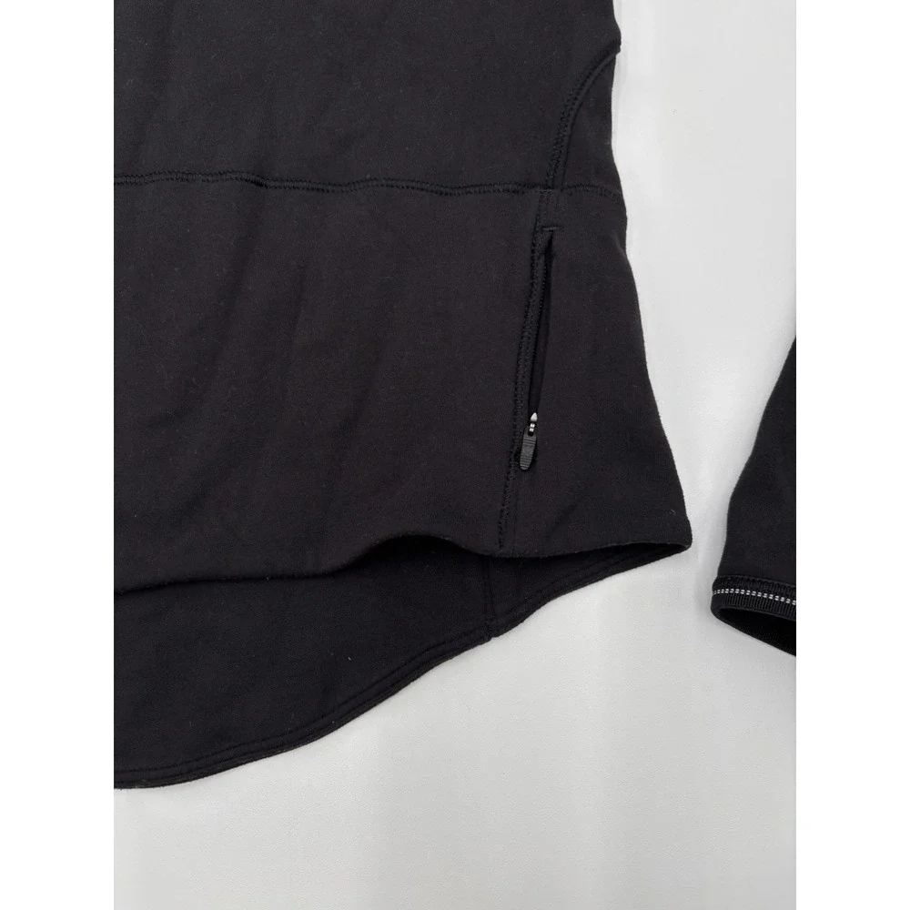 Lululemon Hill Valley Mock Neck Pullover Black Size 2 Thumbhole Zip Pocket